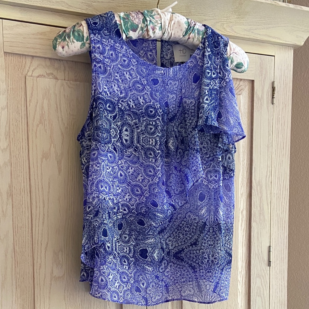 Anthropologie Bandana Print Sheer Sleeveless Blouse | HD in Paris